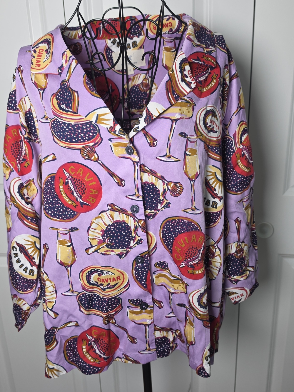 Printfresh Champagne & Caviar Lavender Top 1X